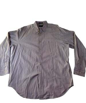 Austin Reed London 100% 2-Ply Cotton Multi-Color Striped Long Sleeve Button Up D